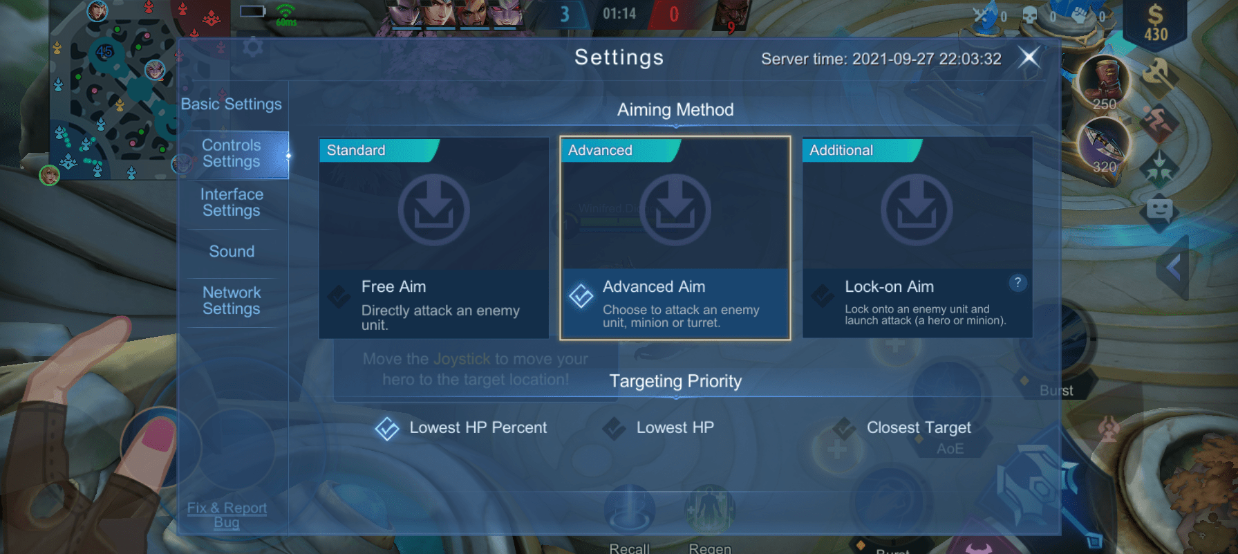 best settings for Mobile Legends